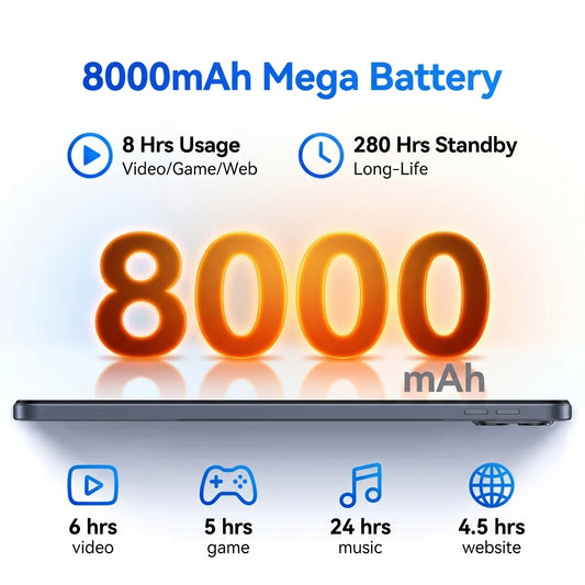 LitePad V13 Unlocked Android 16 Tablet, 10.1” FHD IPS Display, Octa-Core CPU, 24GB RAM 512GB Storage, 8000mAh Battery, Gemini AI, Wi-Fi, Metal Body, Tablet for Students, Young Adults & Families