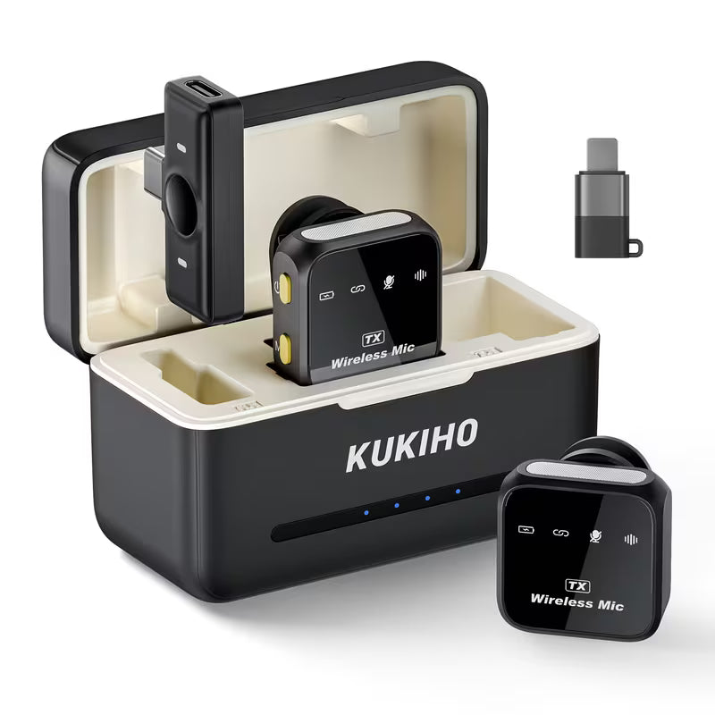 Wireless Microphone With Noise Cancellation Compatible With Many Devices, With Charging Case, Battery Life Of 80 Hours, Suitable For Youtube'S 164 Foot Range Plug, Video Recording, Vlog, Real Time Streaming Media, Content Creator Microphone