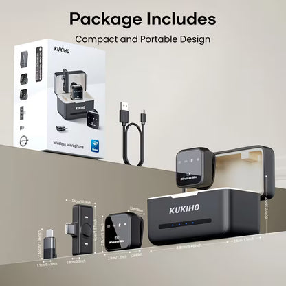Wireless Microphone With Noise Cancellation Compatible With Many Devices, With Charging Case, Battery Life Of 80 Hours, Suitable For Youtube'S 164 Foot Range Plug, Video Recording, Vlog, Real Time Streaming Media, Content Creator Microphone