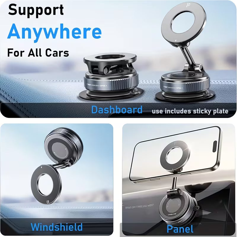 360 ° Adjustable Magnetic Mobile Phone Holder, Suitable for Car/gym/mirror/smooth Surface/bathroom Mirror, Portable Folding Car Phone Holder, Compatible with All Smart Phones And Models, Foldable Design, Used By Drivers, Includes A Bulldog Stand