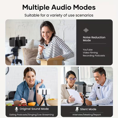 Professional Microphone with Intelligent Noise Cancellation, 360° Omnidirectional Condenser, 2-in-1 Lapel Mic with Wind Muff for Content Creation, Live Streaming, Interview, Recording, Vlogging - USB-C/IOS, 2.4G/5G Connection