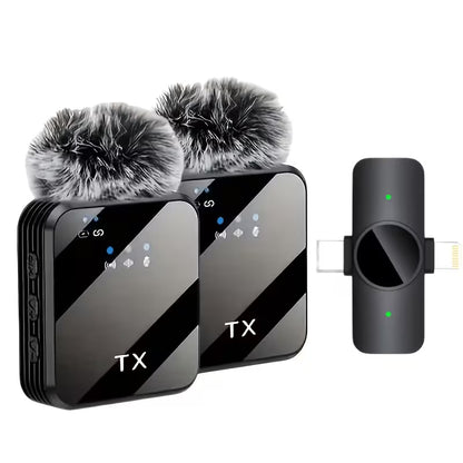 Professional Microphone with Intelligent Noise Cancellation, 360° Omnidirectional Condenser, 2-in-1 Lapel Mic with Wind Muff for Content Creation, Live Streaming, Interview, Recording, Vlogging - USB-C/IOS, 2.4G/5G Connection