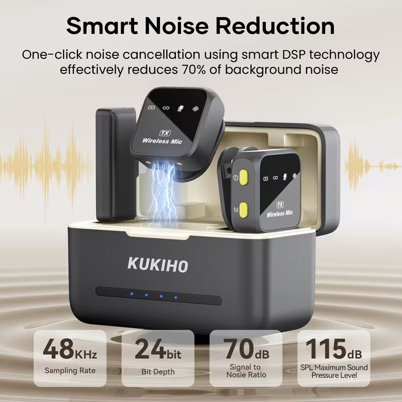 Wireless Microphone With Noise Cancellation Compatible With Many Devices, With Charging Case, Battery Life Of 80 Hours, Suitable For Youtube'S 164 Foot Range Plug, Video Recording, Vlog, Real Time Streaming Media, Content Creator Microphone