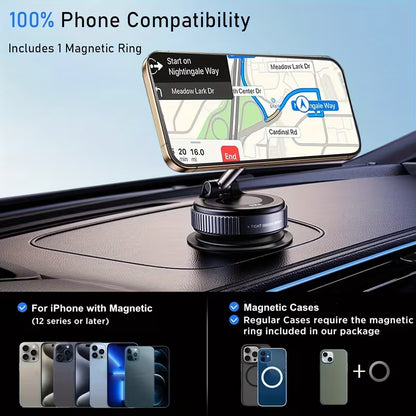 360 ° Adjustable Magnetic Mobile Phone Holder, Suitable for Car/gym/mirror/smooth Surface/bathroom Mirror, Portable Folding Car Phone Holder, Compatible with All Smart Phones And Models, Foldable Design, Used By Drivers, Includes A Bulldog Stand